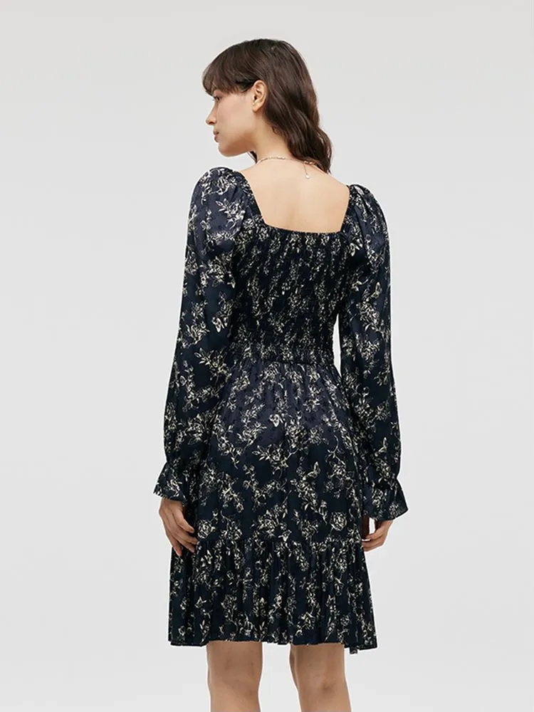 Butterflies Print Square Neck Ruffle Trim Women Mini Dress sold by Goelia product image thumbnail 3