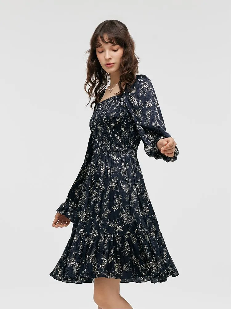 Butterflies Print Square Neck Ruffle Trim Women Mini Dress sold by Goelia product image thumbnail 4