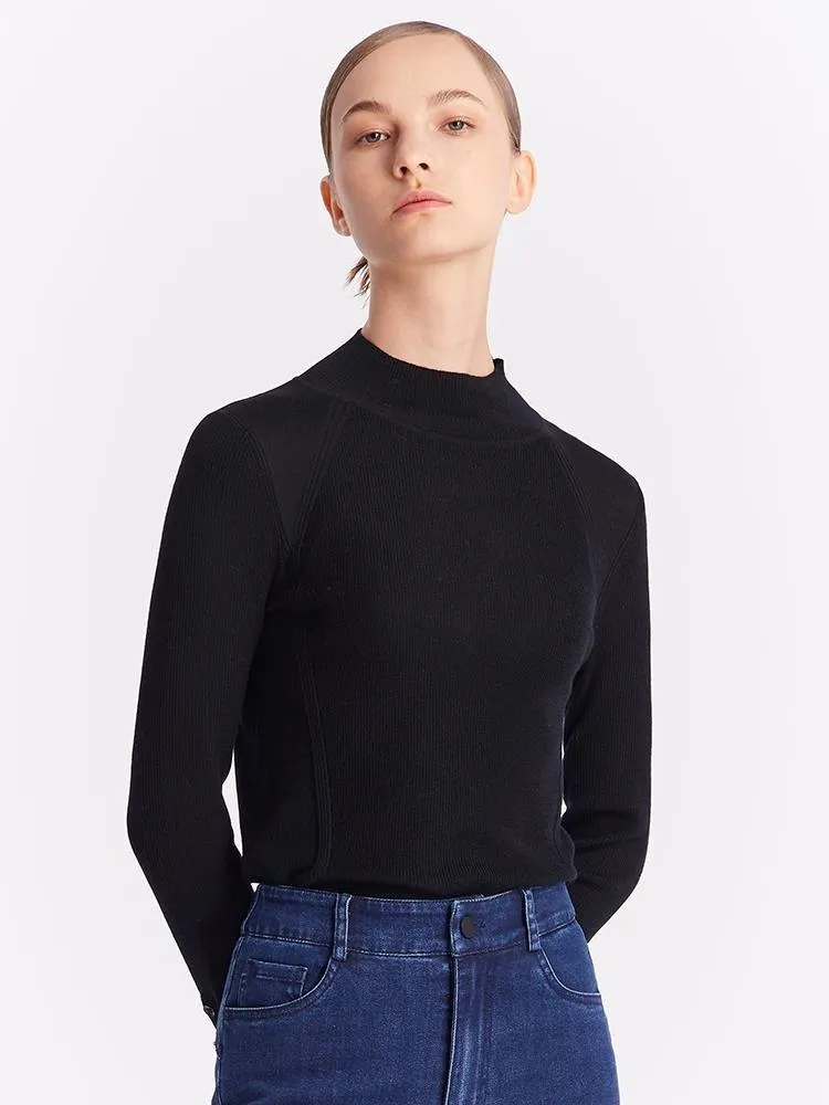 Pure Wool Mock Neck Sheath Sweater sold by Goelia product image thumbnail 2