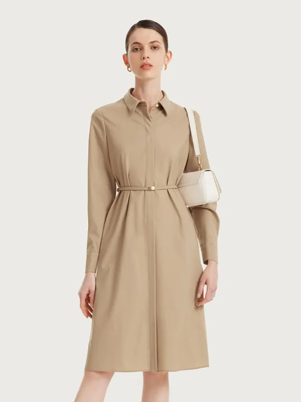 Machine Washable Silk And Woolen Women Shirt Dress sold by Goelia