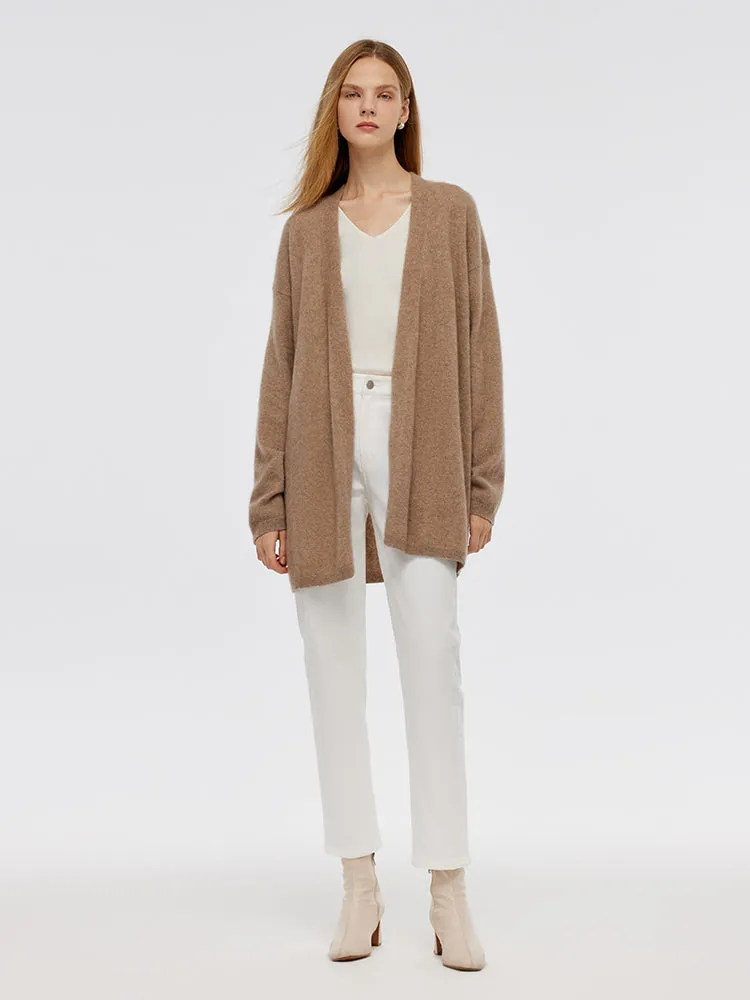 Light Camel Brushed Cashmere Short Women Cardigan sold by Goelia product image thumbnail 2