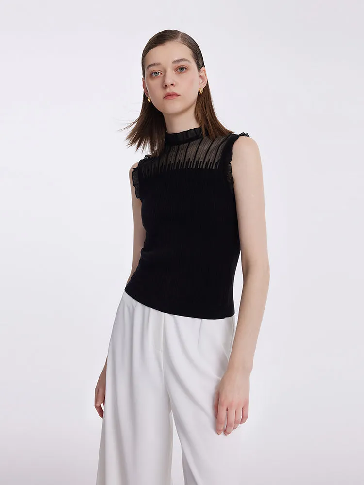 Tencel And Woolen Lace Ruffle Women Tank Top sold by Goelia product image thumbnail 2