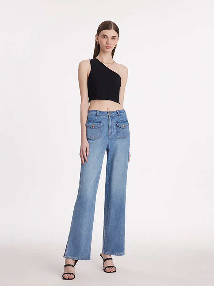 Straight Slit Women Jeans With Patch Pockets sold by Goelia product image thumbnail 2