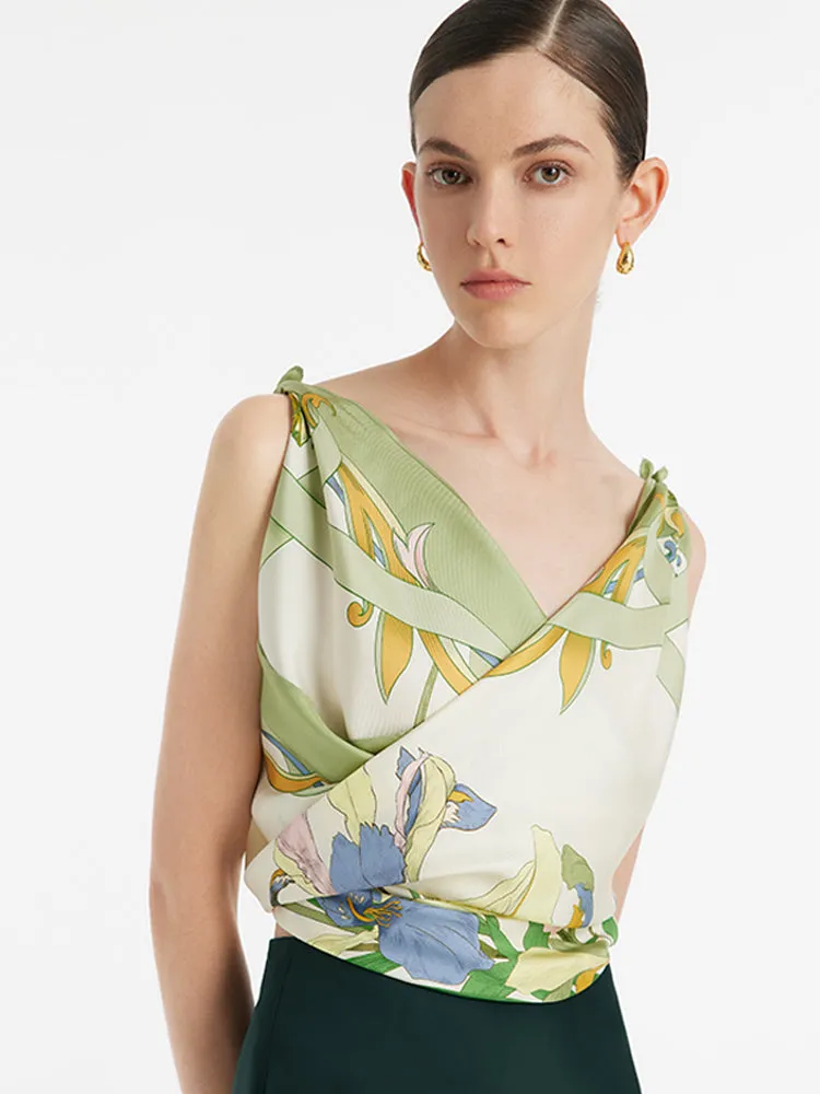 Iris Printed 90 Square Pure 14 Momme Mulberry Silk Scarf sold by Goelia product image thumbnail 3