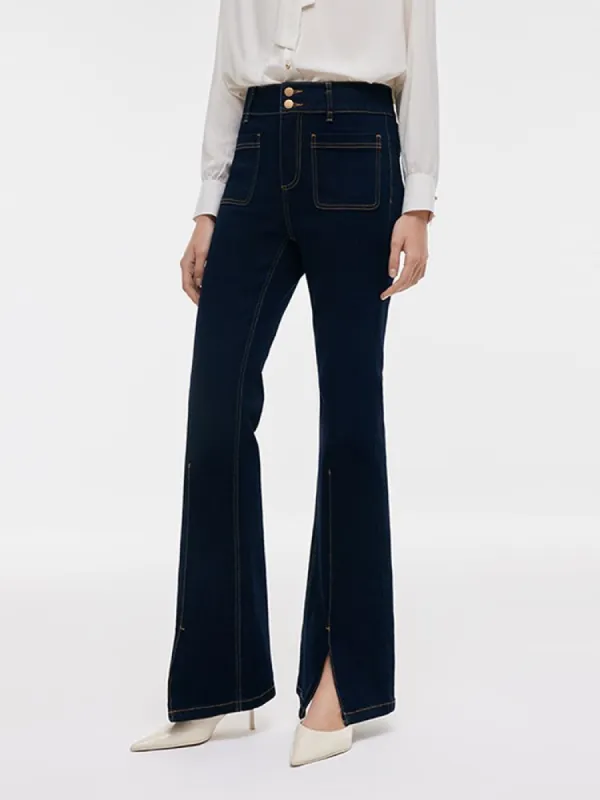 Stretch Slit Micro-Flared Women Jeans sold by Goelia