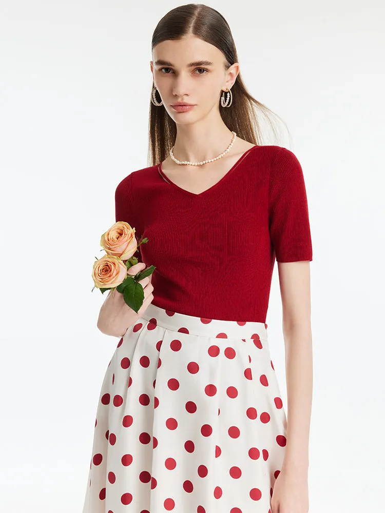 Tencel-Silk Blend Cut-out Neck Women Knitted Top sold by Goelia product image thumbnail 3