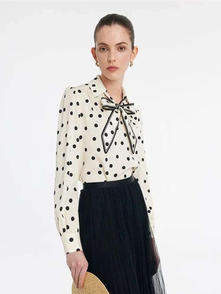 22 Momme Mulberry Silk Polka Dots Print Women Shirt With Flaps sold by Goelia product image thumbnail 4