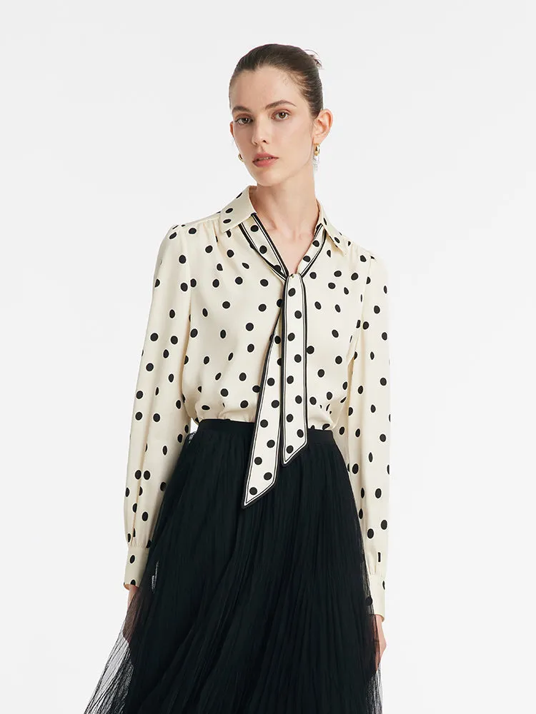 22 Momme Mulberry Silk Polka Dots Print Women Shirt With Flaps sold by Goelia product image thumbnail 3