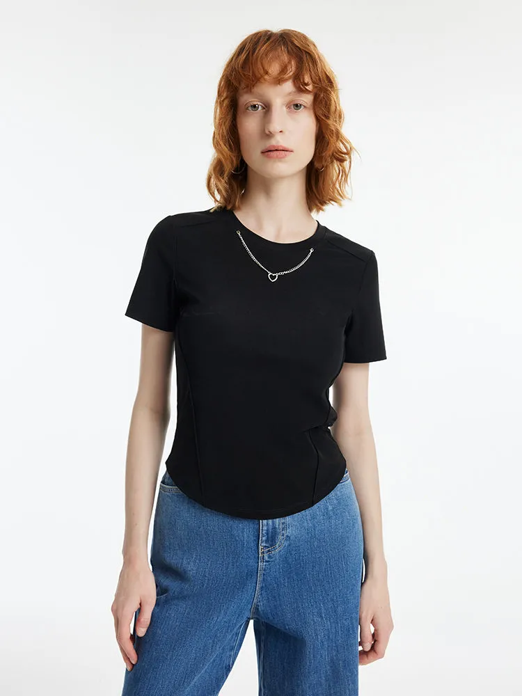 Slim Women T-shirt With Detachable Chain sold by Goelia