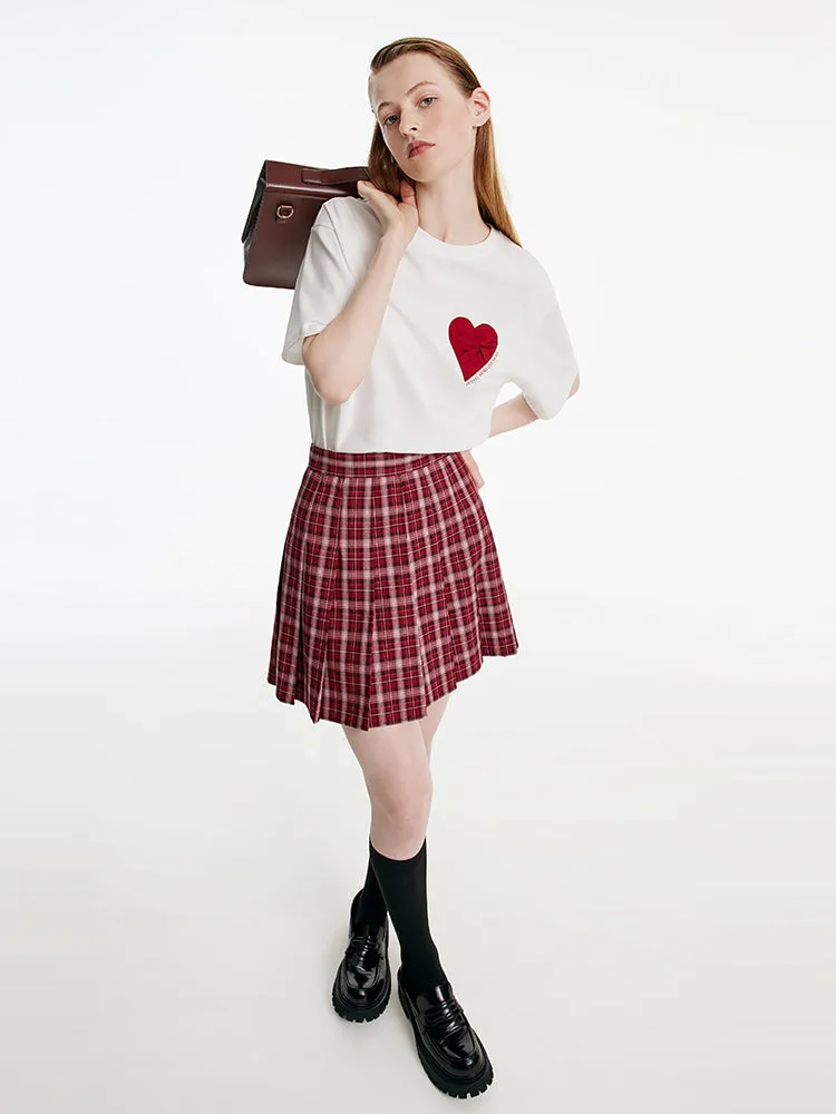 Red Plaid Pleated Skirt sold by Goelia product image thumbnail 2