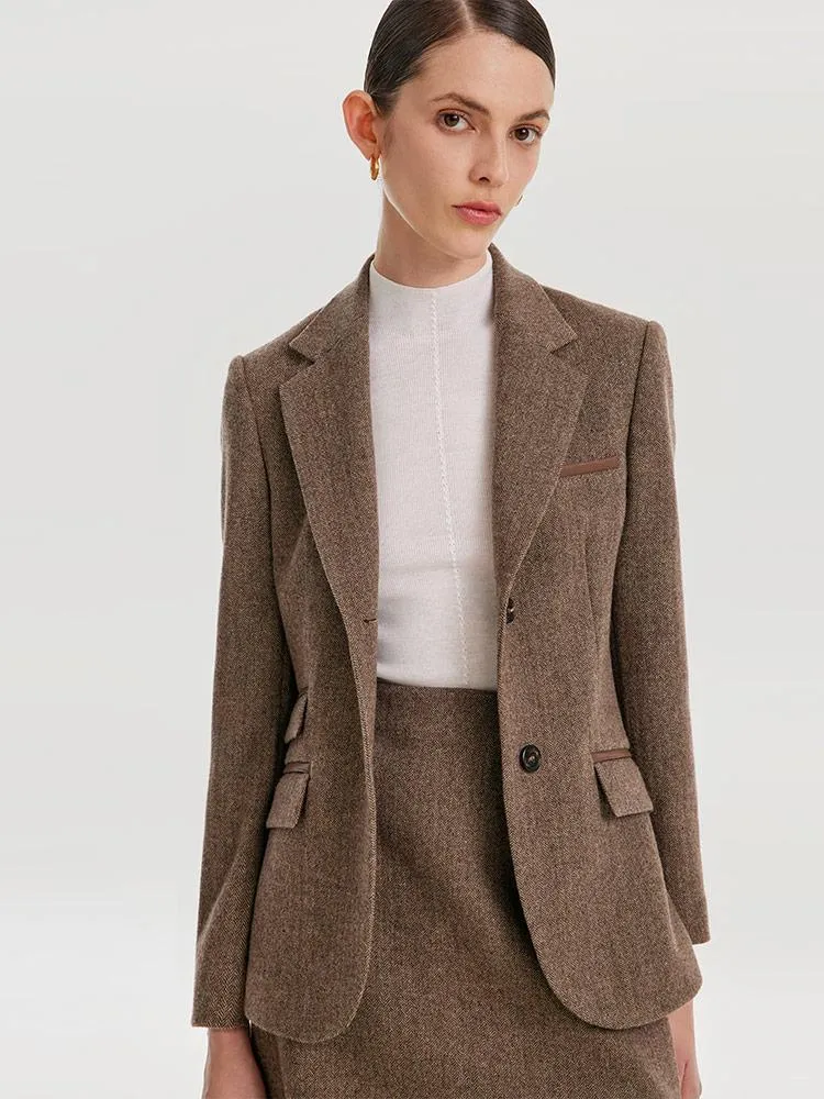 Washable Wool Split Leather Blazer sold by Goelia product image thumbnail 3