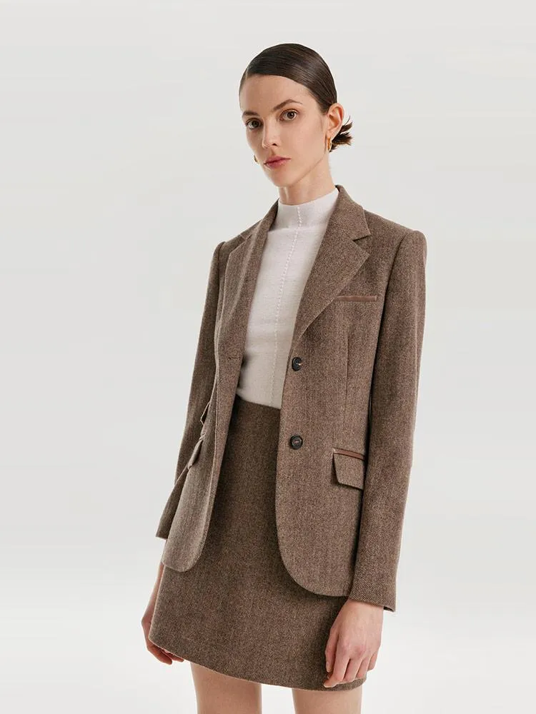 Washable Wool Split Leather Blazer sold by Goelia product image thumbnail 4