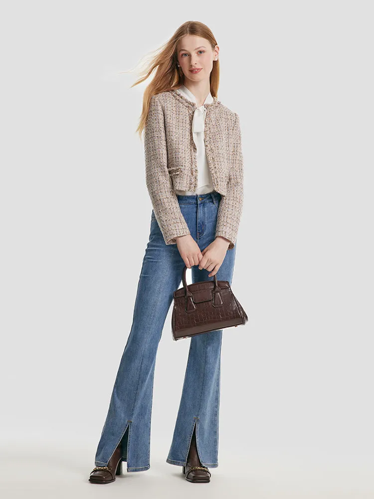 Tweed Frayed Women Crop Jacket sold by Goelia product image thumbnail 2