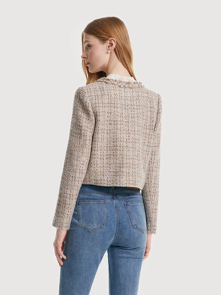 Tweed Frayed Women Crop Jacket sold by Goelia product image thumbnail 3