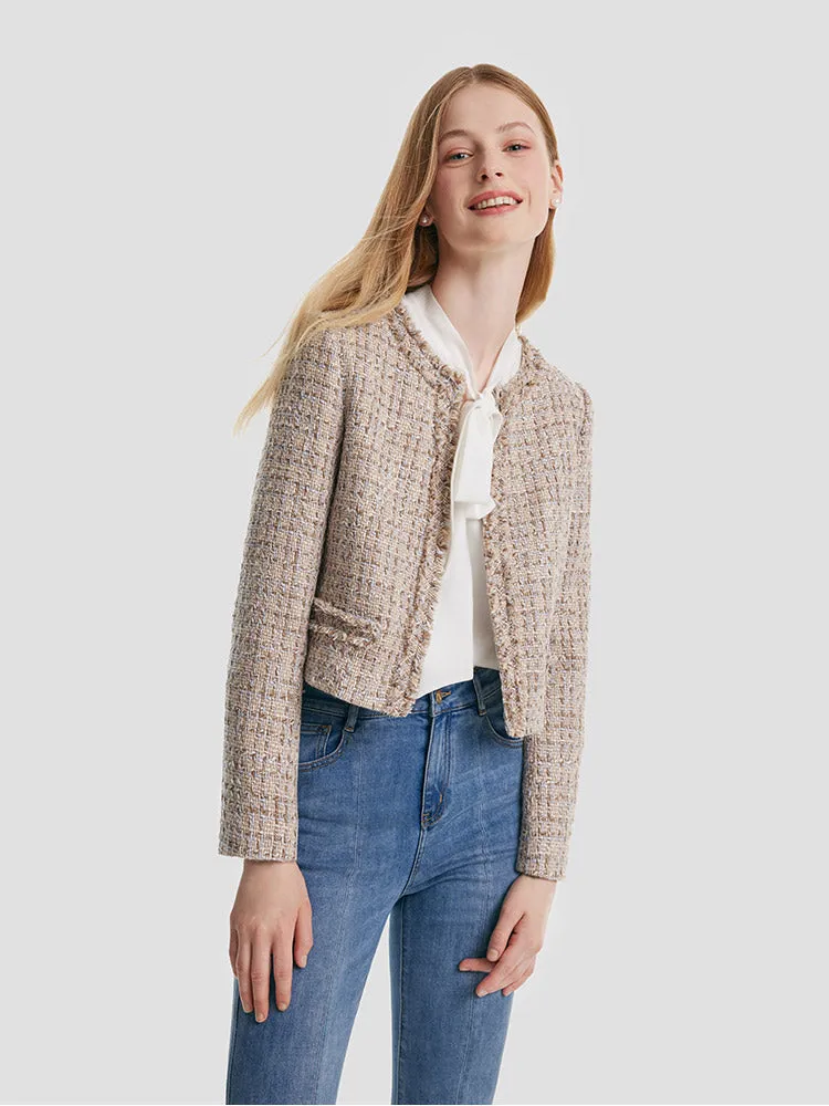 Tweed Frayed Women Crop Jacket sold by Goelia product image thumbnail 5