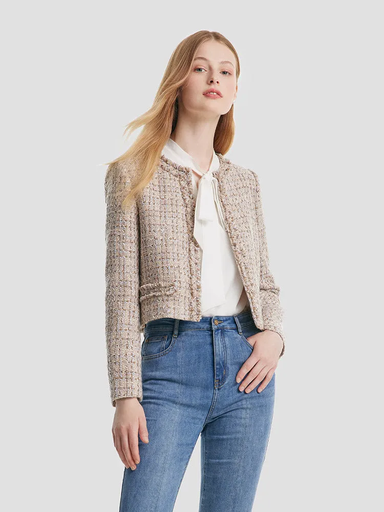 Tweed Frayed Women Crop Jacket sold by Goelia product image thumbnail 4