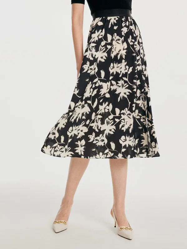 19 Momme Stretch Silk Floral Skirt sold by Goelia