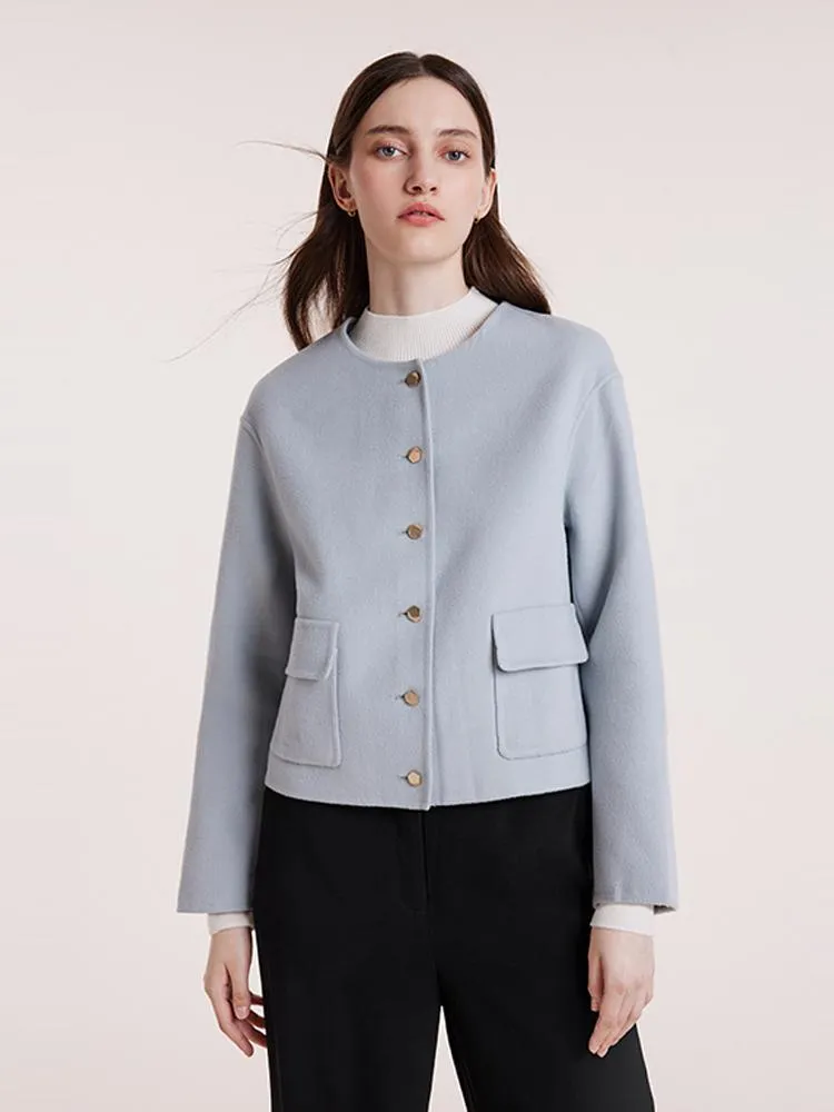 Pure Double-Faced Wool Crop Women Jacket With Patch Pockets sold by Goelia product image thumbnail 3