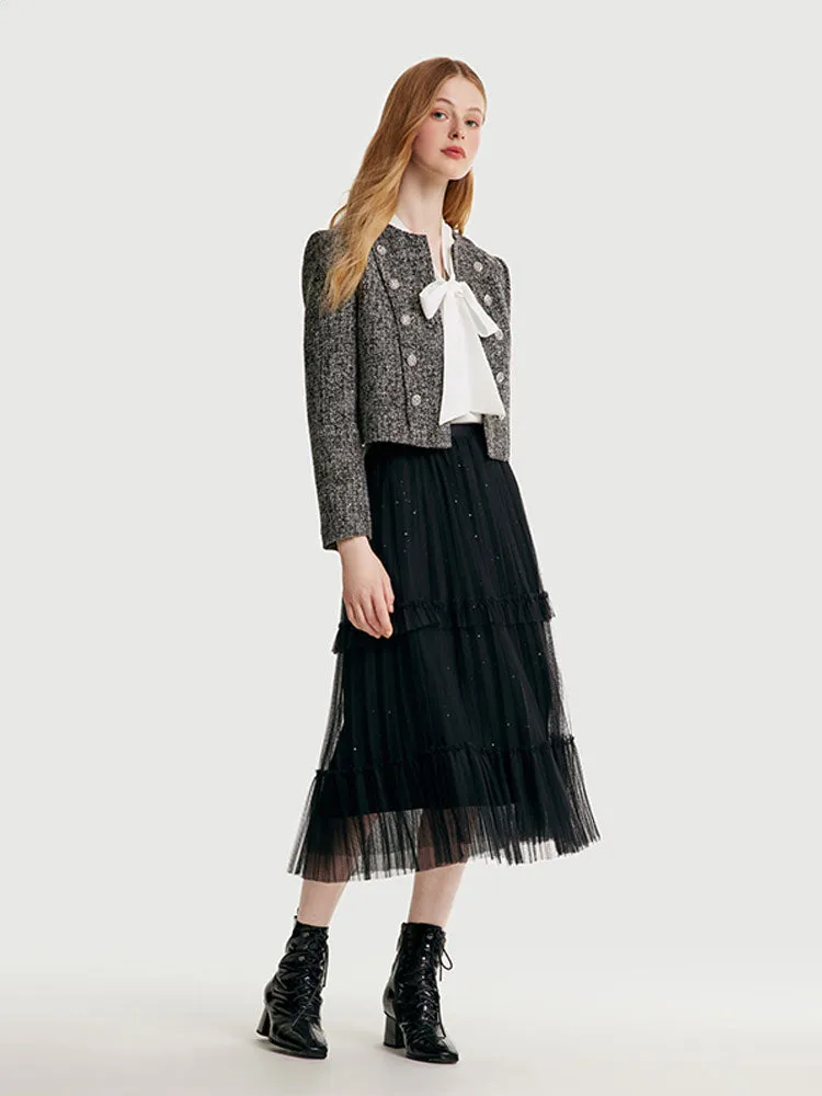 Tweed Double-Breasted Women Crop Jacket sold by Goelia product image thumbnail 4