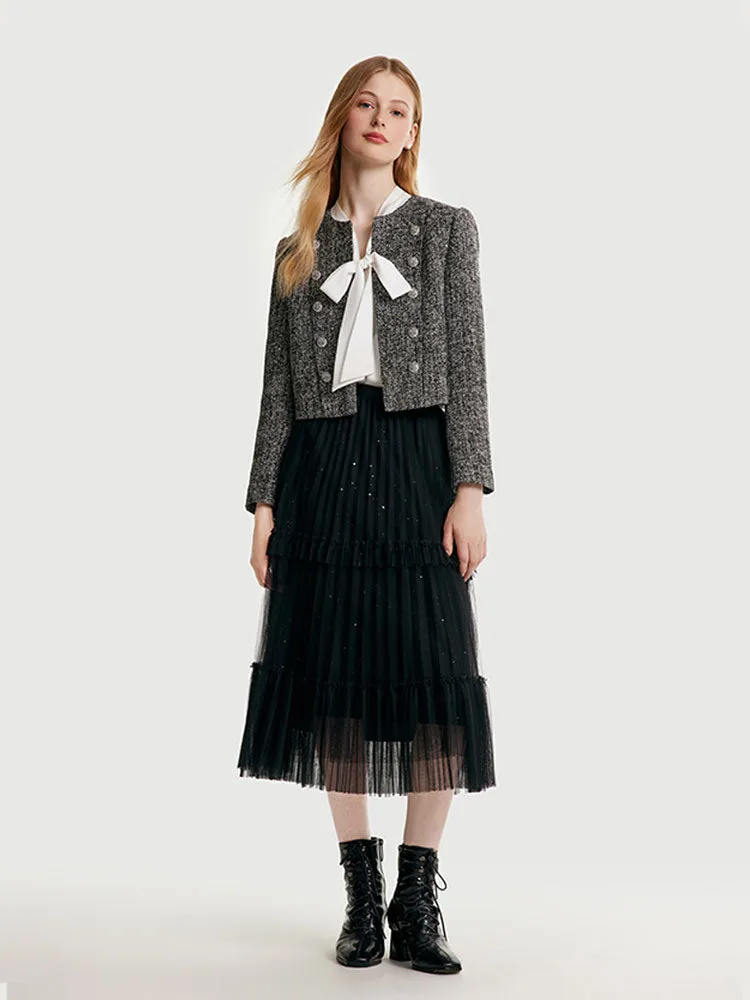 Tweed Double-Breasted Women Crop Jacket sold by Goelia product image thumbnail 2