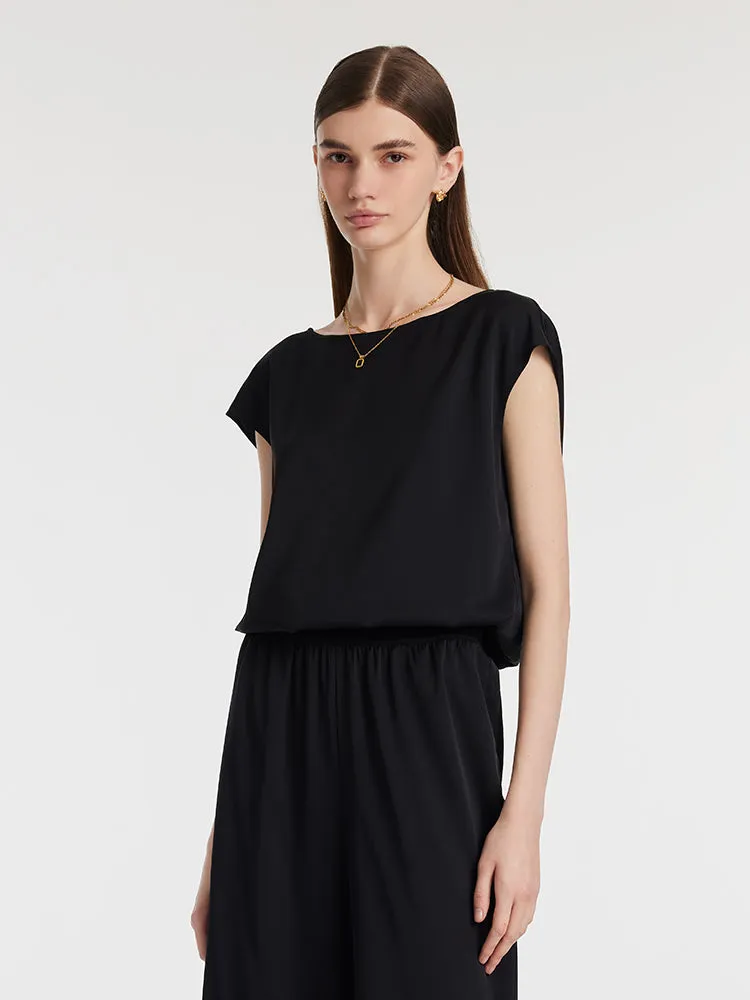 22 Momme Mulberry Silk Gathered Waist Women Tank Top sold by Goelia