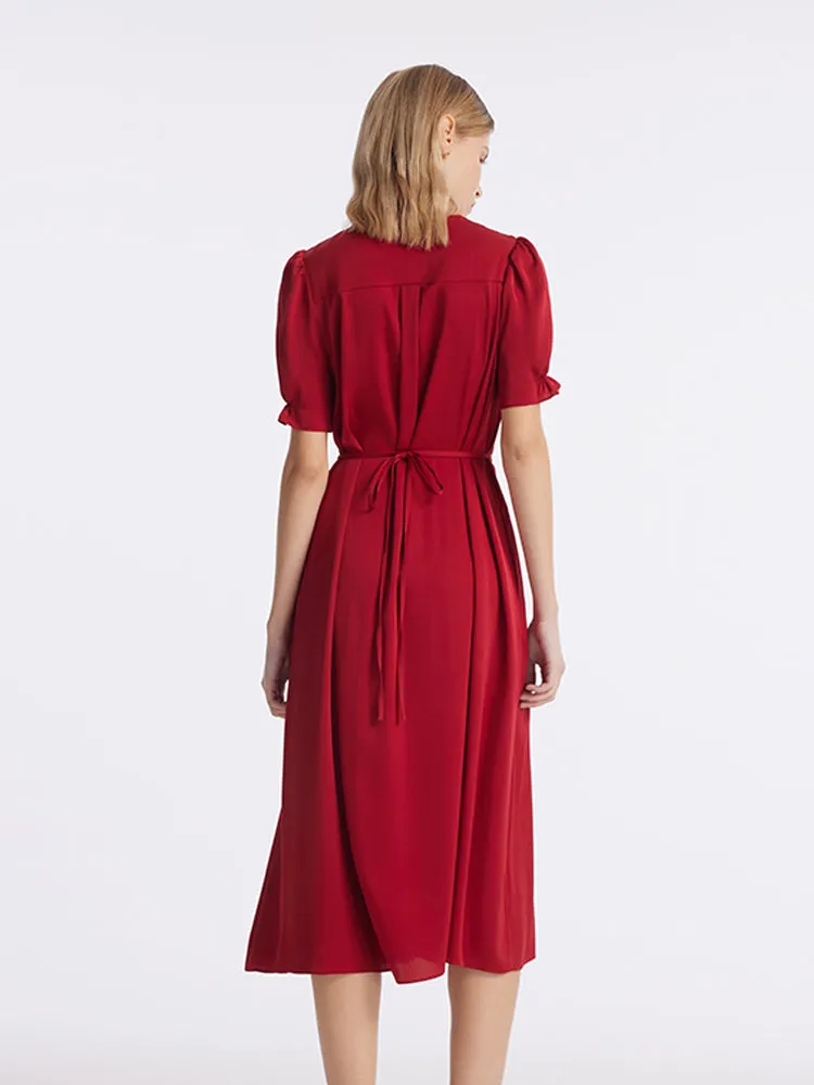 22 Momme Mulberry Silk V-Neck Single-Breasted Women Midi Dress sold by Goelia product image thumbnail 5