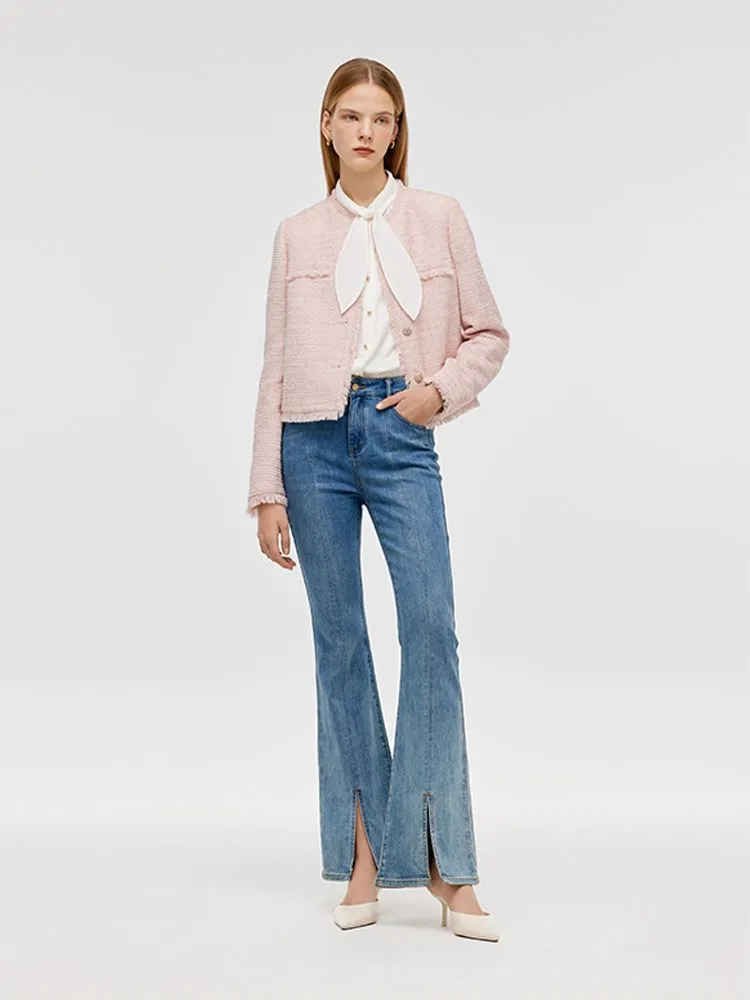 Tweed Collarless Women Crop Jacket sold by Goelia product image thumbnail 2