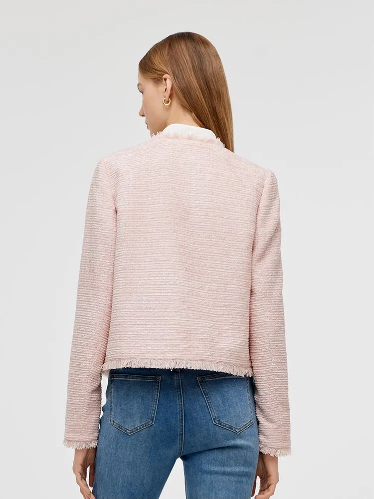 Tweed Collarless Women Crop Jacket sold by Goelia product image thumbnail 3