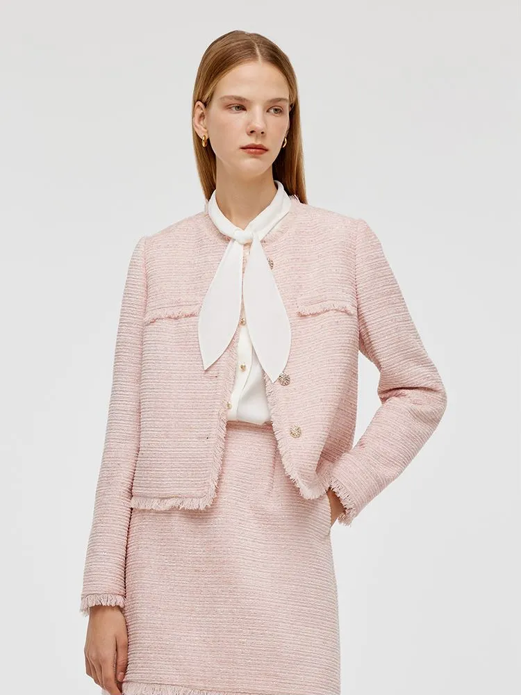 Tweed Collarless Women Crop Jacket sold by Goelia product image thumbnail 5