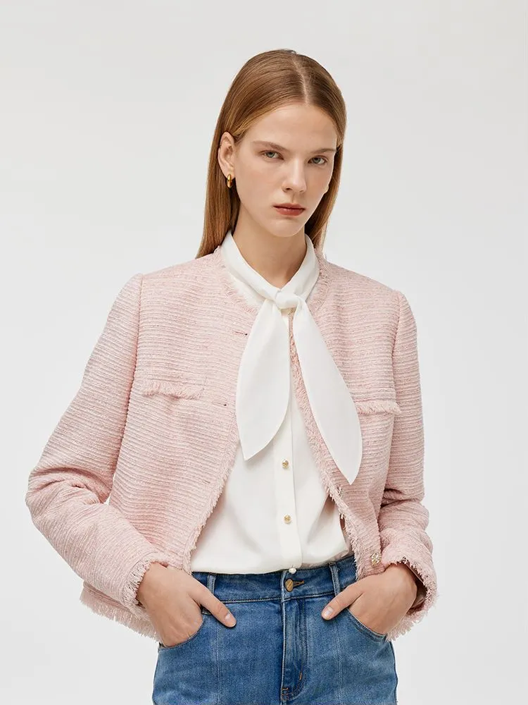 Tweed Collarless Women Crop Jacket sold by Goelia product image thumbnail 4