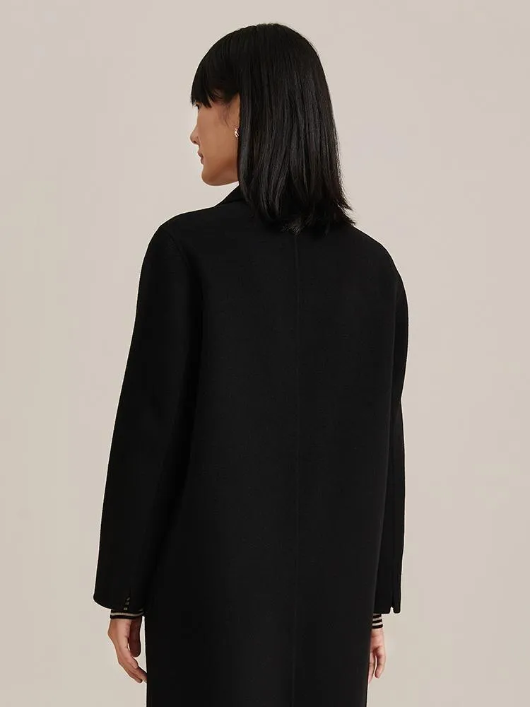 Pure Double-Faced Wool Mid-length Notched Lapel Women Coat sold by Goelia product image thumbnail 4