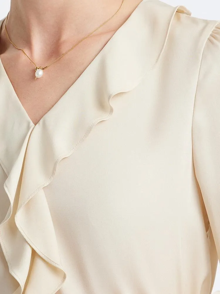 22 Momme Silk V-Neck Ruffled Women Blouse sold by Goelia product image thumbnail 5