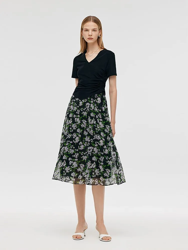 Drawstring Waist Knit Top And Print Skirt Two-Piece Set sold by Goelia product image thumbnail 2