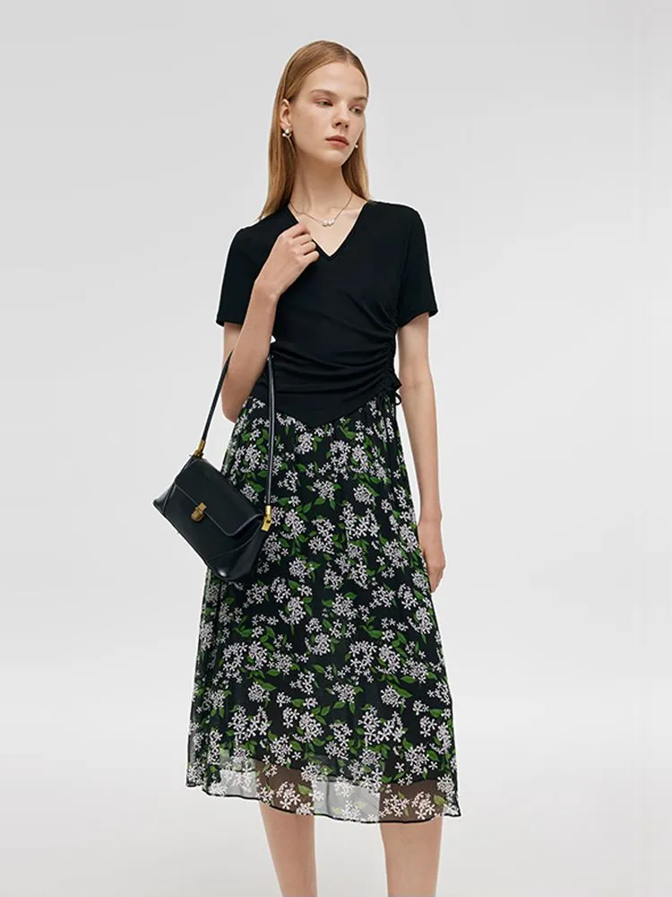 Drawstring Waist Knit Top And Print Skirt Two-Piece Set sold by Goelia product image thumbnail 4