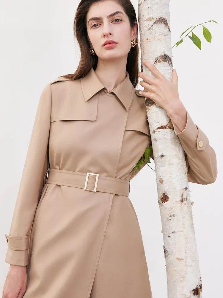 Worsted Woolen Women Trench Coat With Belt sold by Goelia product image thumbnail 5