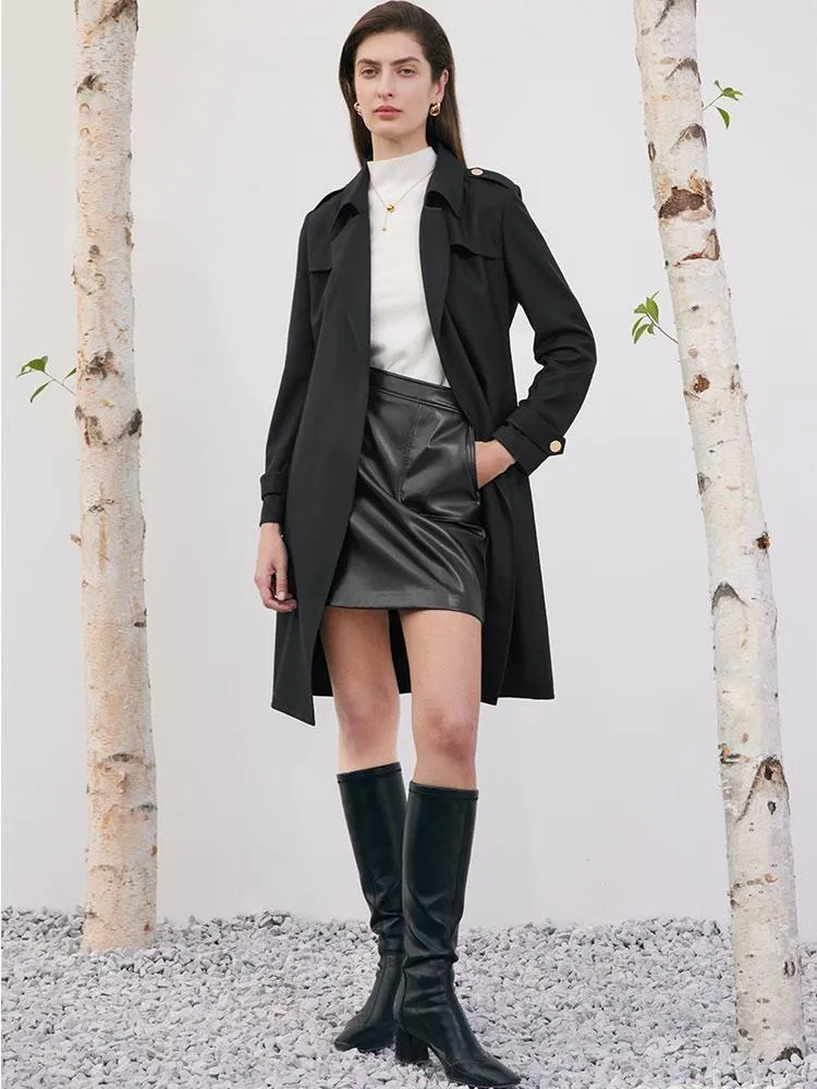 Worsted Woolen Women Trench Coat With Belt sold by Goelia product image thumbnail 2