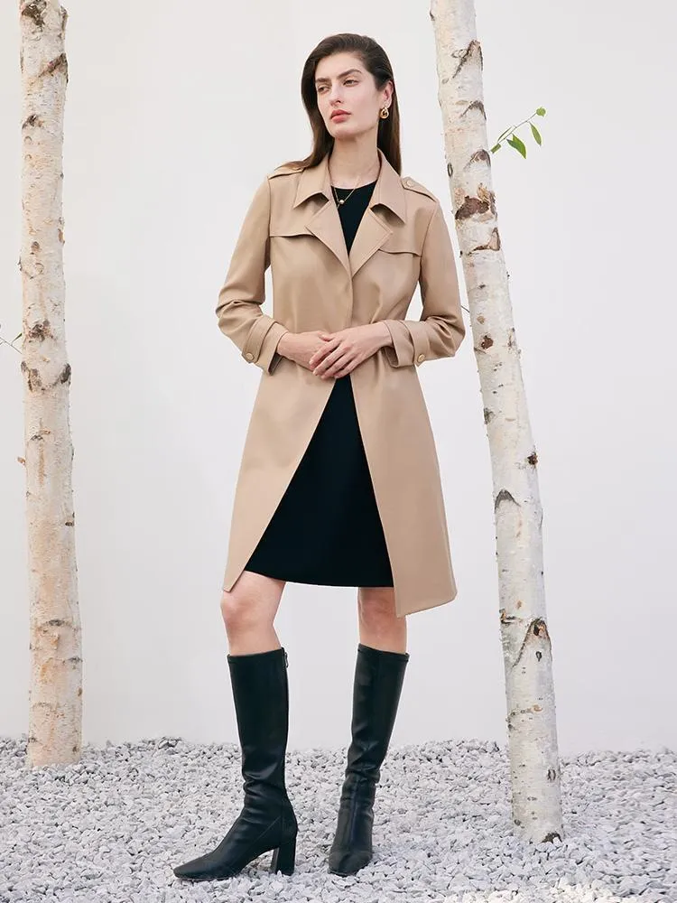 Worsted Woolen Women Trench Coat With Belt sold by Goelia product image thumbnail 4