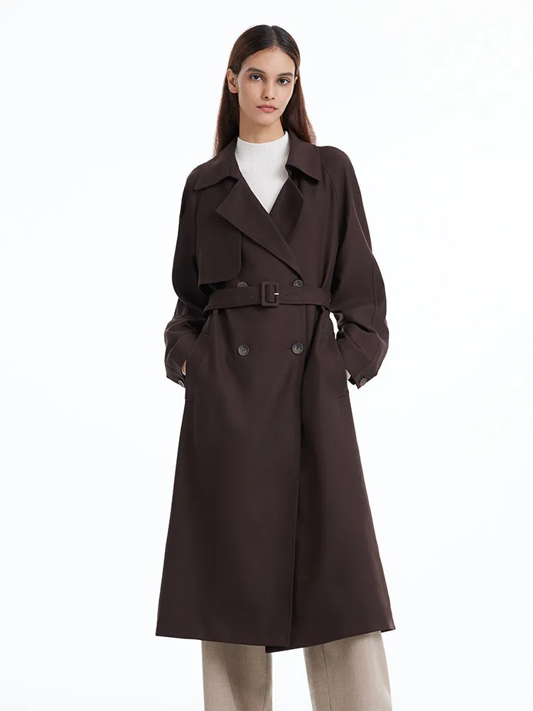 Brown Worsted Wool Trench Coat sold by Goelia product image thumbnail 2