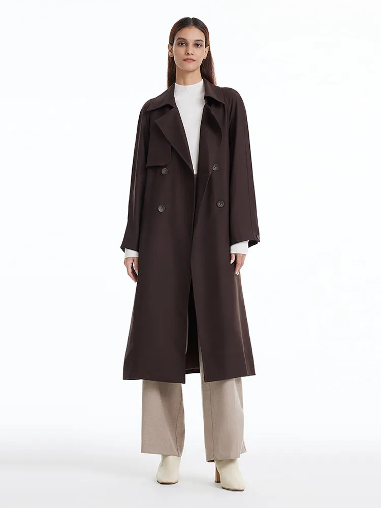 Brown Worsted Wool Trench Coat sold by Goelia product image thumbnail 4