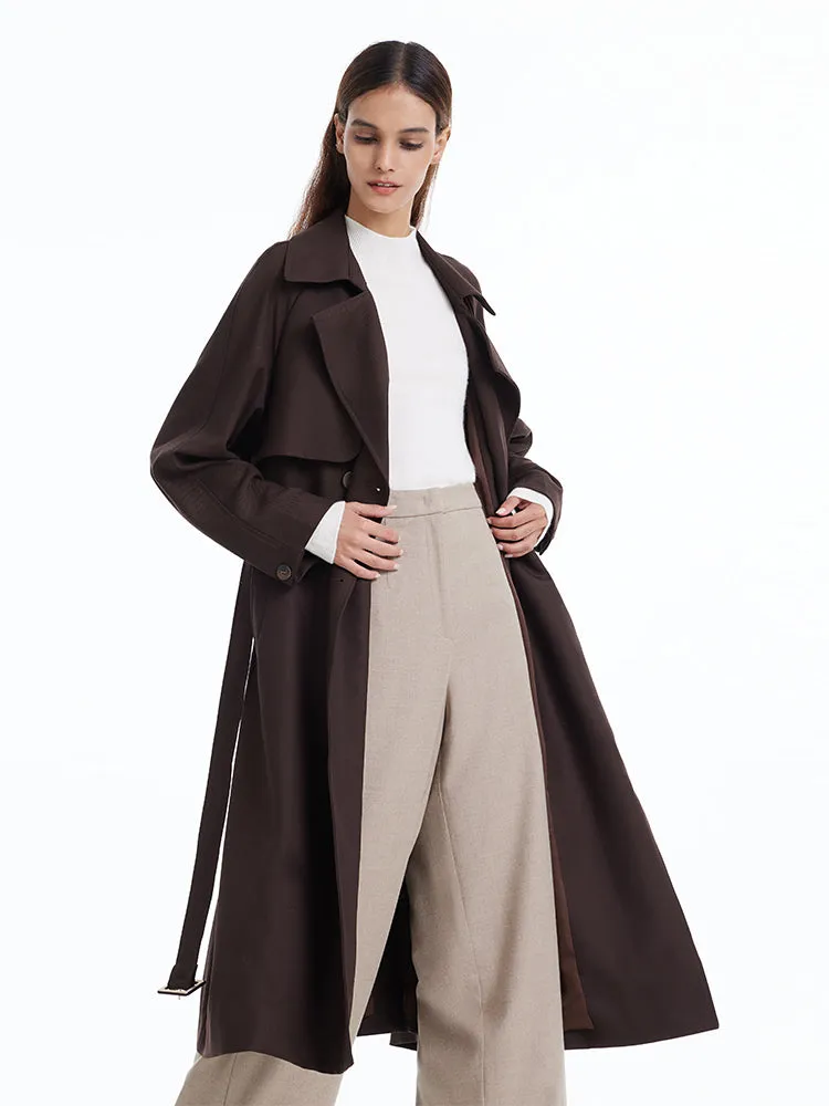 Brown Worsted Wool Trench Coat sold by Goelia product image thumbnail 3