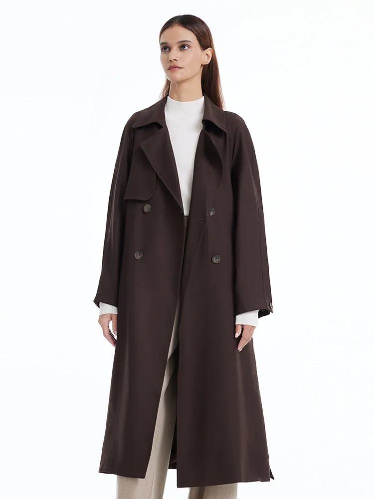 Brown Worsted Wool Trench Coat sold by Goelia product image thumbnail 5