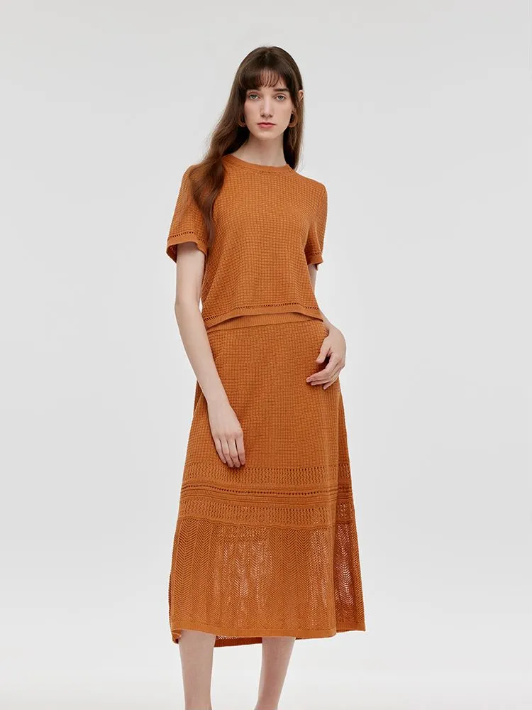 Round Neck Knit Top And Maxi Skirt Two-Piece Set sold by Goelia product image thumbnail 2