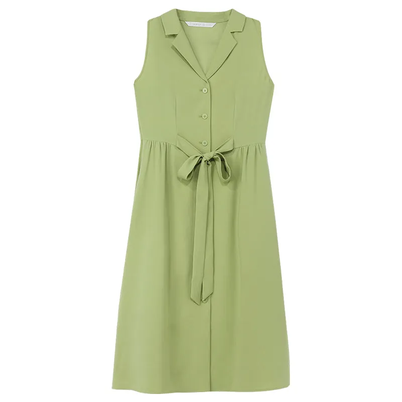 Acetate Single-Breasted Spread Collar Midi Dress sold by Goelia product image thumbnail 3