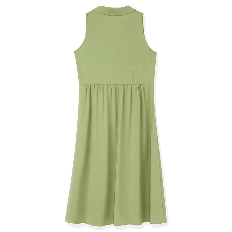 Acetate Single-Breasted Spread Collar Midi Dress sold by Goelia product image thumbnail 4