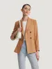 Camel Worsted Woolen Women Blazer sold by Goelia