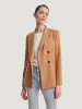 Camel Worsted Woolen Women Blazer sold by Goelia