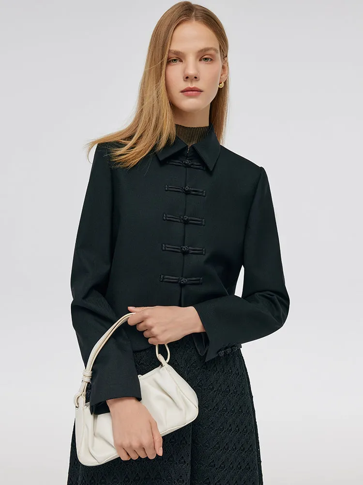 Wool Blend New Chinese-Style Women Crop Jacket sold by Goelia