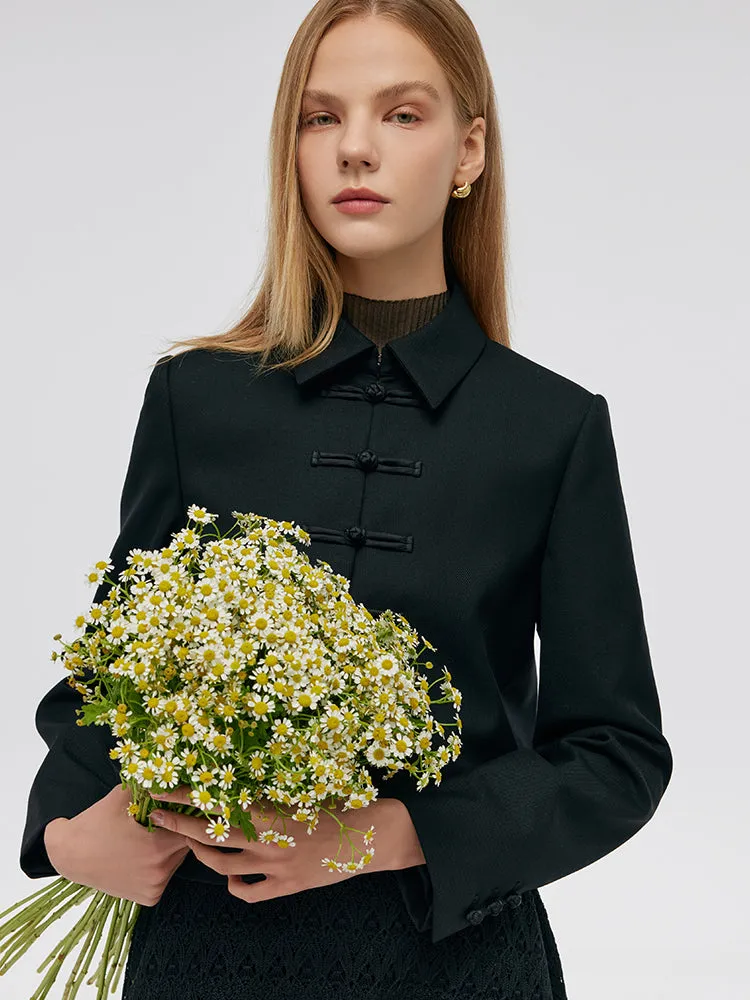 Wool Blend New Chinese-Style Women Crop Jacket sold by Goelia product image thumbnail 3