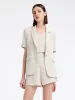 Beige Short Sleeve Blazer And Shorts Two-Piece Suit sold by Goelia