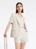 Beige Short Sleeve Blazer And Shorts Two-Piece Suit sold by Goelia
